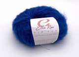 Blue yarn ball with Ella Rae label on a white background